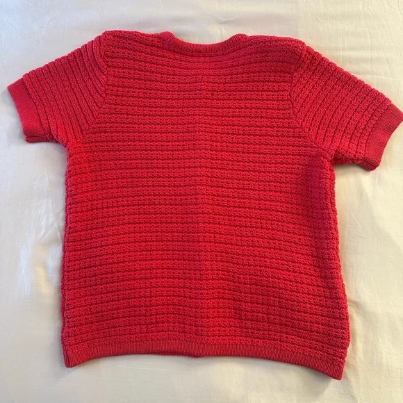 VICI Red Short Sleeve Estelle Crochet Cardigan, Size L - Picture 9 of 10